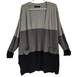 Chloe + Jasmine Womens 1X Gray and Black Cardigan, Rayon, Polyester, Nylon.